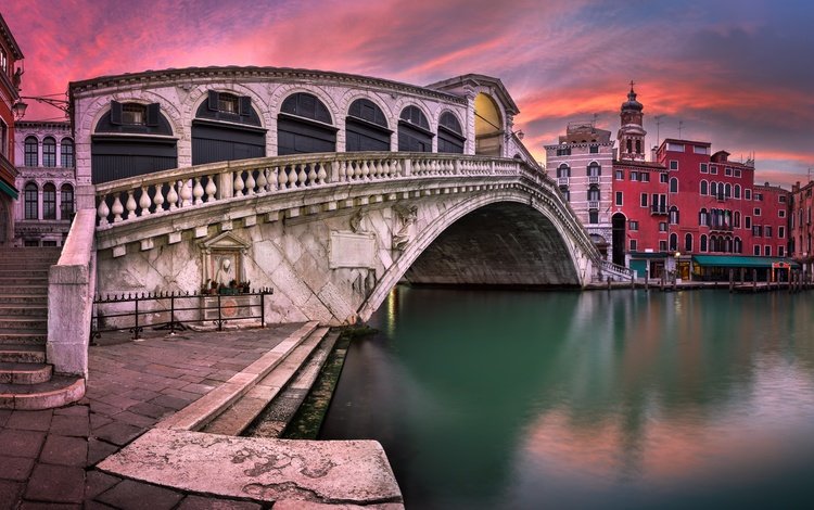 закат, панорама, венеция, канал, италия, grand canal, rialto bridge, венеци sunset, san bartolomeo church, sunset, panorama, venice, channel, italy, the venice sunset