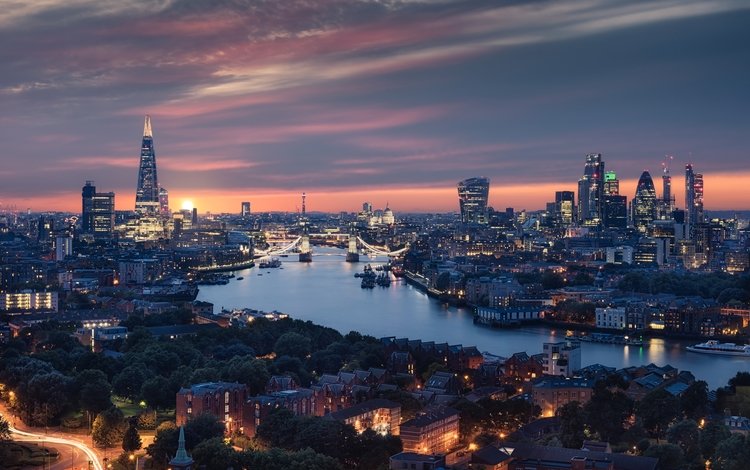 река, закат, лондон, англия, здания, городской пейзаж, river, sunset, london, england, building, the urban landscape