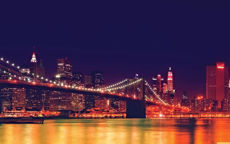 свет, ночь, пейзаж, мост, город, сша, нью-йорк, бруклинский мост, light, night, landscape, bridge, the city, usa, new york, brooklyn bridge