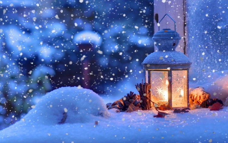 свет, фонарик, снег, зима, фонарь, свеча, рождество, шишки, боке, light, flashlight, snow, winter, lantern, candle, christmas, bumps, bokeh