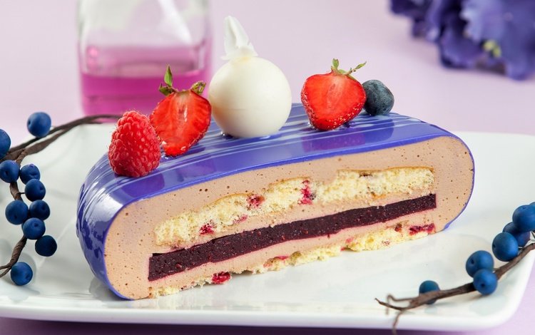 клубника, ягоды, сладкое, торт, десерт, глазурь, голубика, strawberry, berries, sweet, cake, dessert, glaze, blueberries