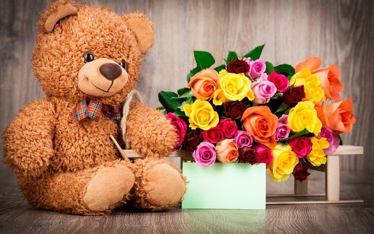 цветы, святого, розы, медвежонок, мишка, игрушка, букет, подарок, день святого валентина, 14 февраля, flowers, holy, roses, bear, toy, bouquet, gift, valentine's day, 14 feb