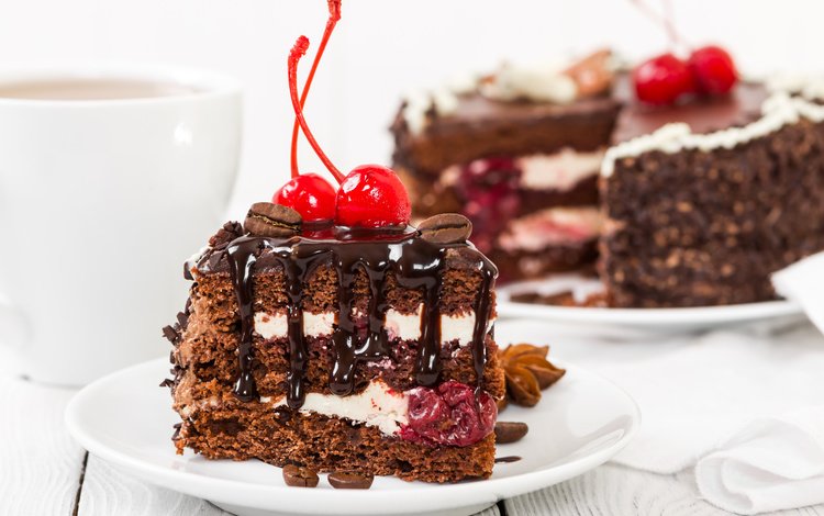 вишня, шоколад, торт, десерт, 28, кусок торта, cherry, chocolate, cake, dessert, piece of cake