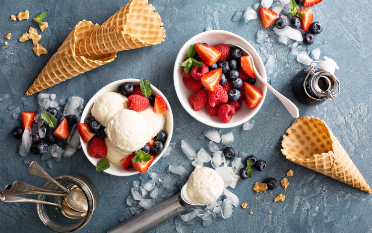 мороженое, клубника, сладкое, мороженное, ice cream, strawberry, sweet
