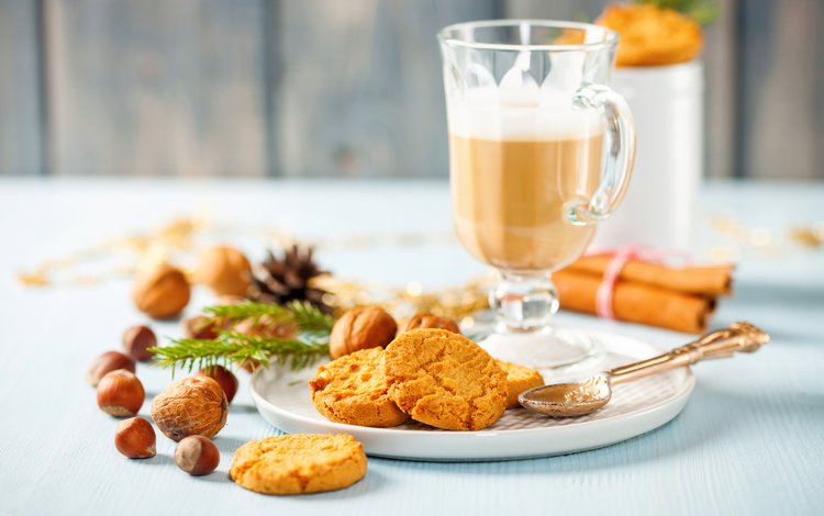 орехи, напиток, корица, кофе, печенье, 4, nuts, drink, cinnamon, coffee, cookies
