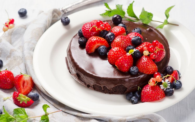 клубника, ягоды, черника, шоколад, торт, крем, strawberry, berries, blueberries, chocolate, cake, cream