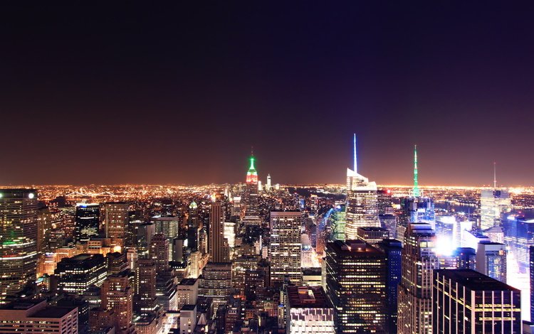 ночь, город, небоскребы, сша, нью-йорк, здания, night, the city, skyscrapers, usa, new york, building