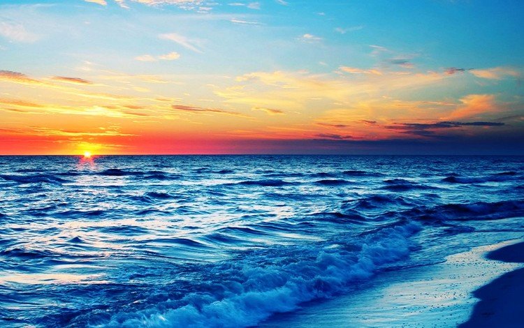 небо, океан, солнце, природа, берег, закат, море, горизонт, волна, the sky, the ocean, the sun, nature, shore, sunset, sea, horizon, wave