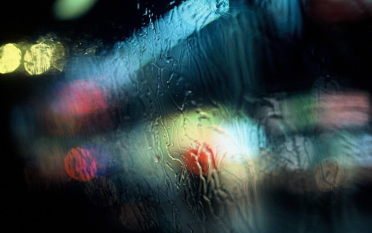 огни, вода, дождь, окно, стекло, светофор, боке, lights, water, rain, window, glass, traffic light, bokeh