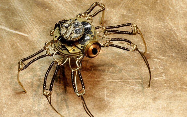 фон, робот, паук, стимпанк, background, robot, spider, steampunk