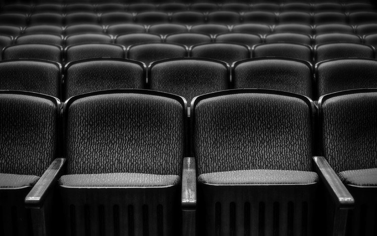 чёрно-белое, театр, кресла, black and white, theatre, chairs