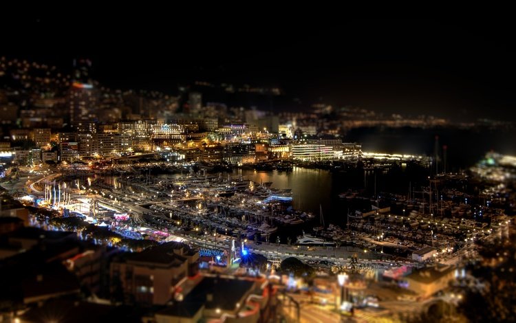 ночь, огни, корабли, город, монако, монте-карло, night, lights, ships, the city, monaco, monte carlo