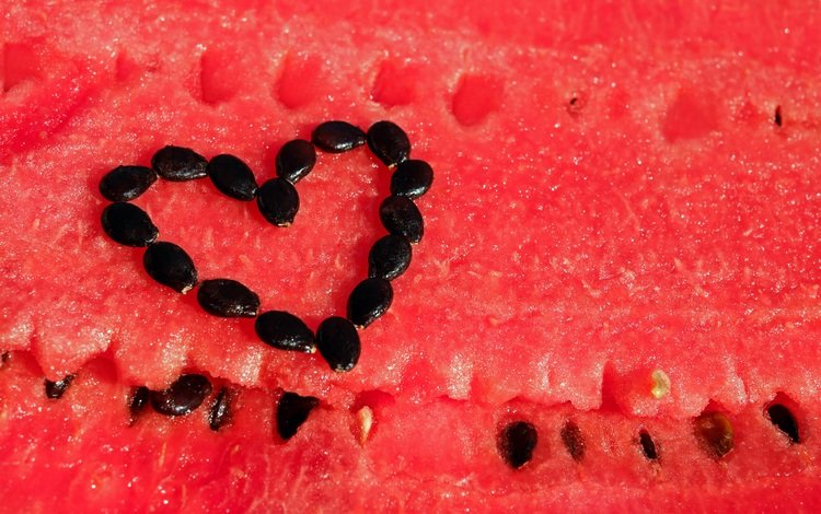 ягода, сердце, арбуз, ломтики, семена, мякоть, berry, heart, watermelon, slices, seeds, the flesh