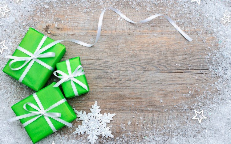 новый год, подарки, лента, рождество, снежинка, искусственный снег, деревянная поверхность, new year, gifts, tape, christmas, snowflake, artificial snow, wooden surface