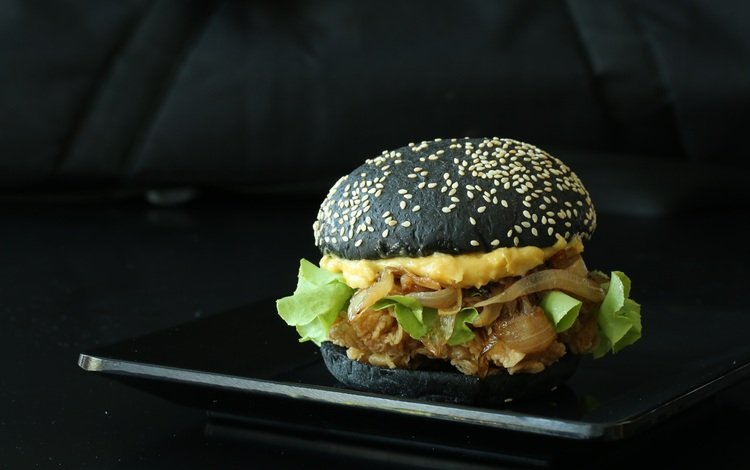 гамбургер, черный фон, булочка, бургер, кунжут, hamburger, black background, bun, burger, sesame