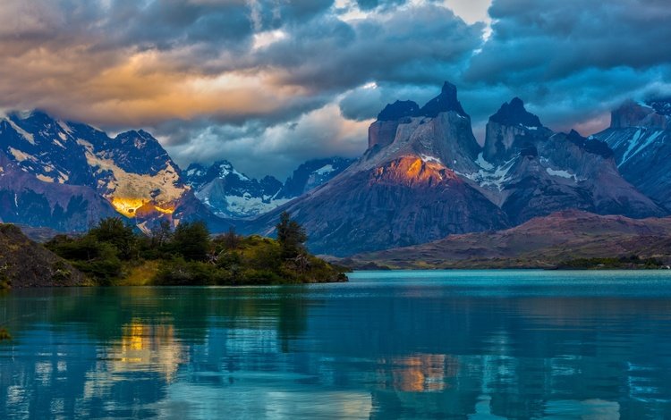 облака, озеро, горы, отражение, аргентина, патагония, clouds, lake, mountains, reflection, argentina, patagonia