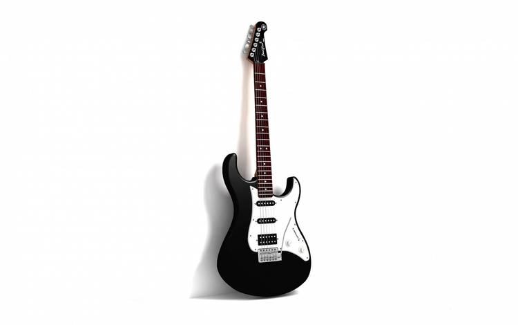 гитара, черная, на, белом, фоне, guitar, black, on, white, background