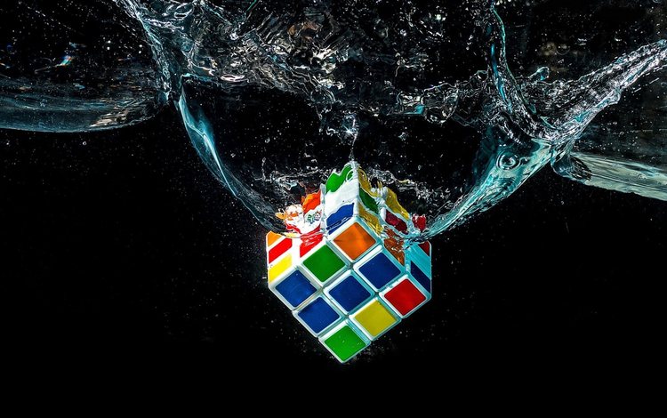 вода, макро, кубик, головоломка, кубик рубика, water, macro, cube, puzzle, rubik's cube