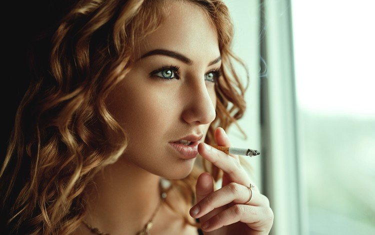 девушка, портрет, модель, волосы, лицо, сигарета, tonny j rgensen, girl, portrait, model, hair, face, cigarette