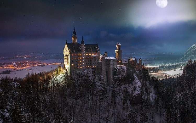 природа, зима, фото, замок, германия, нойшванштайн, nature, winter, photo, castle, germany, neuschwanstein