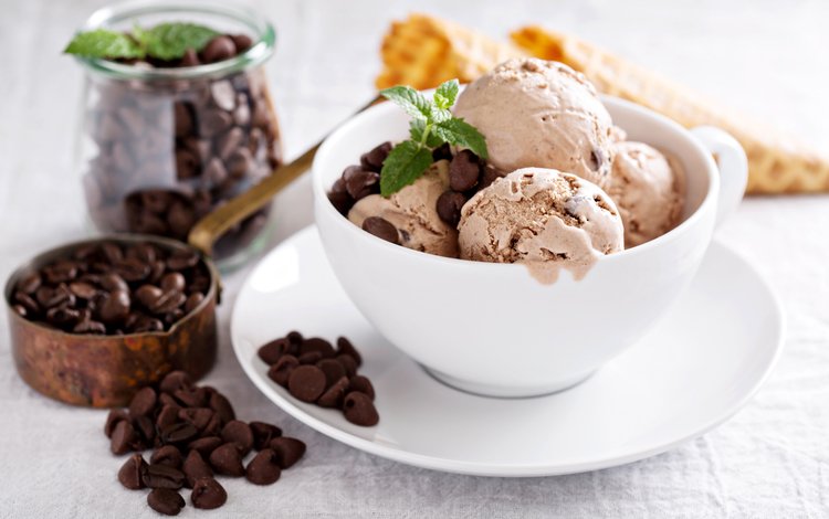 мороженое, зерна, кофе, шарики, десерт, ice cream, grain, coffee, balls, dessert