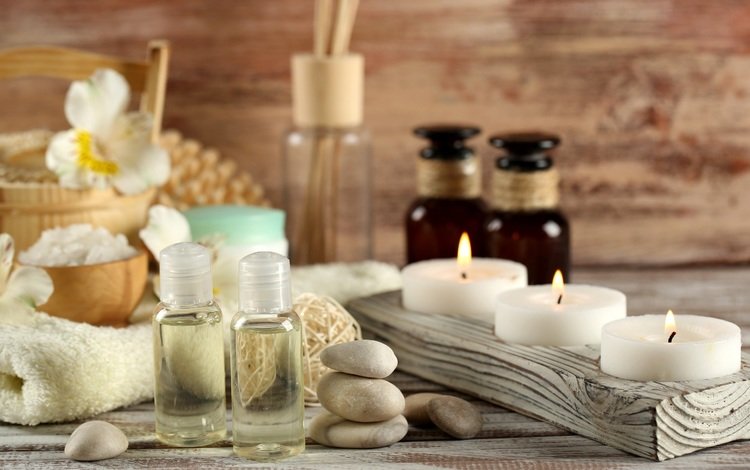 свечи, камни, масло, спа, соль, ароматерапия, candles, stones, oil, spa, salt, aromatherapy