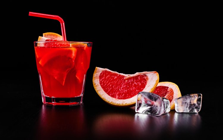 напиток, коктейль, цитрус, грейпфрут, кубики льда, drink, cocktail, citrus, grapefruit, ice cubes
