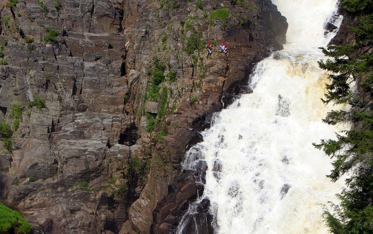 горы, скала, водопад, скалолаз, альпинист, mountains, rock, waterfall, climber