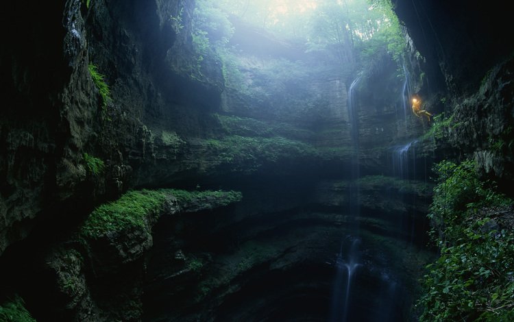 свет, природа, спуск, пейзаж, водопад, ущелье, пещера, light, nature, the descent, landscape, waterfall, gorge, cave