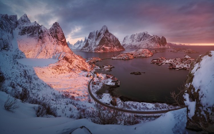 свет, горы, зима, лофотенские острова, фьорд, light, mountains, winter, the lofoten islands, the fjord
