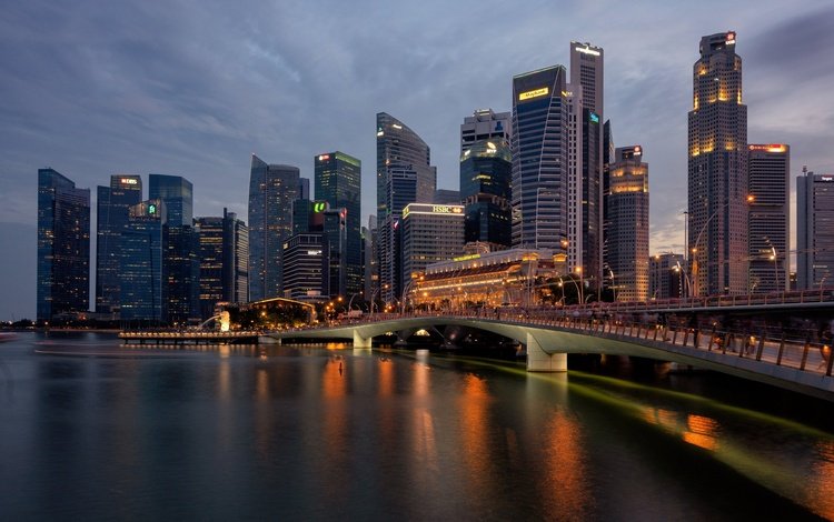 вечер, город, сингапур, the evening, the city, singapore