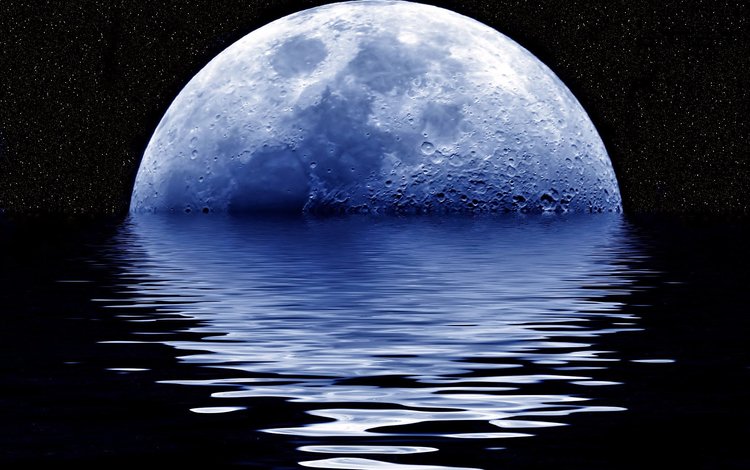 ночь, вода, луна, night, water, the moon