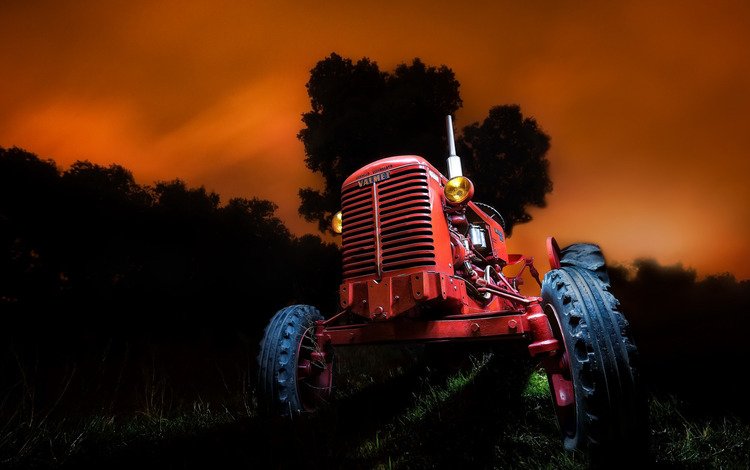 ночь, фон, трактор, night, background, tractor