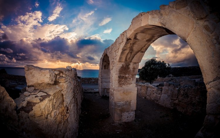 камни, закат, руины, кипр, stones, sunset, ruins, cyprus