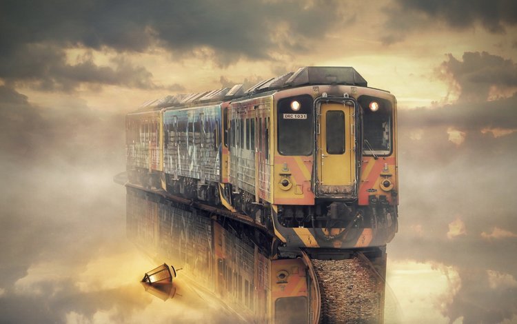 тучи, туман, лампа, поезд, clouds, fog, lamp, train