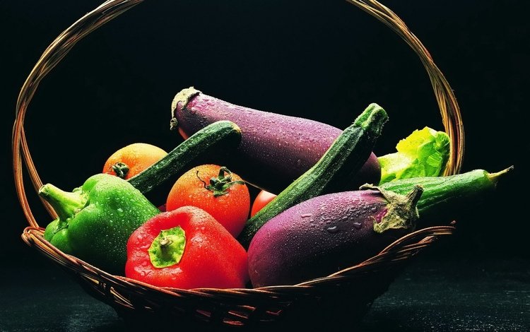 корзина, баклажаны, перцы, basket, eggplant, peppers
