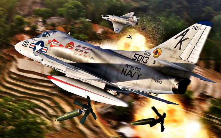штурмовик, палубный, douglas, skyhawk, война во вьетнаме, a-4b, attack, deck, the vietnam war