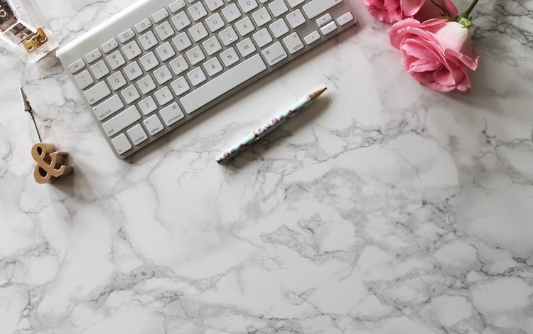 ручка, розы, минимализм, клавиатура, мрамор,  цветы, пинк, handle, roses, minimalism, keyboard, marble, flowers, pink