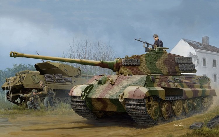 арт, tiger ii, немецкий танк, w_zimmerit, pz.kpfw.vi ausf.b, (henschel 1944 production), (sd.kfz.182), art, german tank, (1944 henschel production)