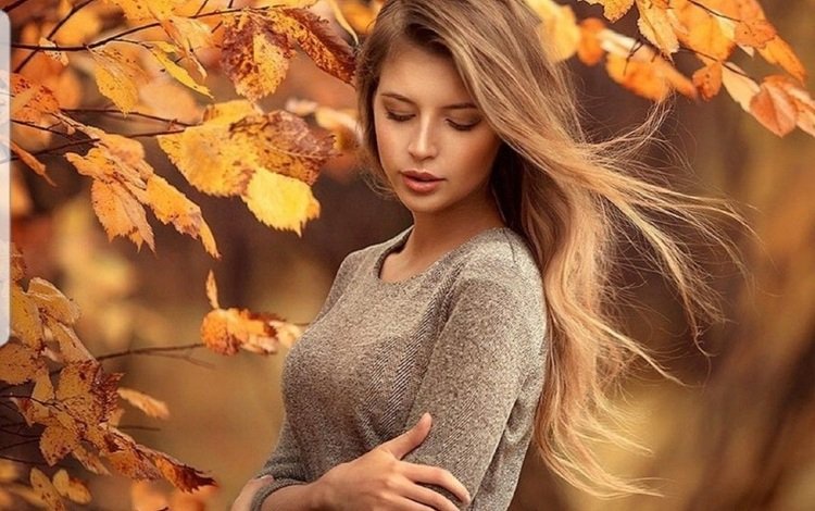 листья, девушка, ветки, осень, волосы, leaves, girl, branches, autumn, hair