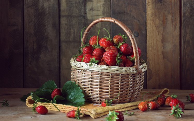 клубника, корзина, ягоды, краcный, натюрморт, парное, strawberry, basket, berries, red, still life, fresh