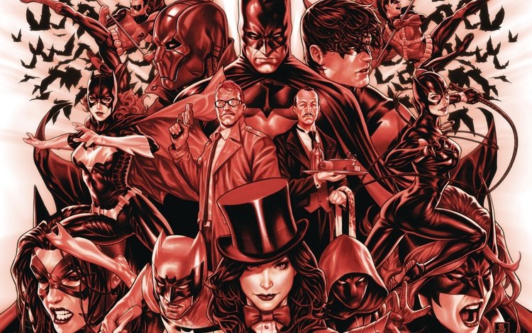 бетмен, краcный, женщина-кошка, зарянка, batgirl, zatanna, detective comics, batman, red, catwoman, robin