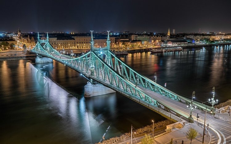 ночь, фото, будапешт, мост свободы, night, photo, budapest, liberty bridge