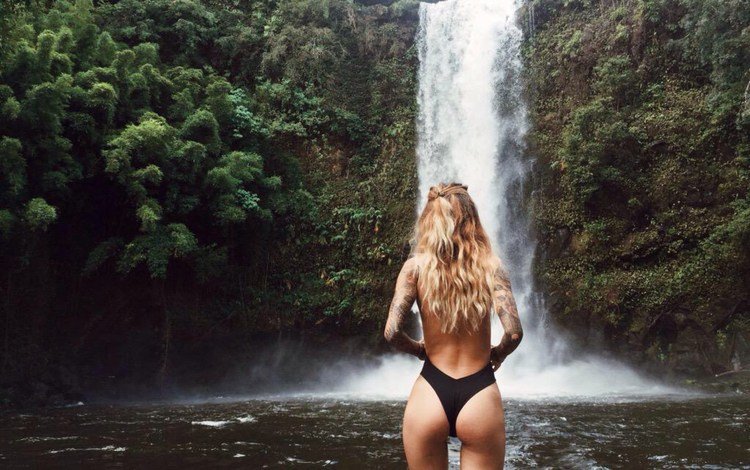 девушка, просто, водопадик, girl, just, waterfall