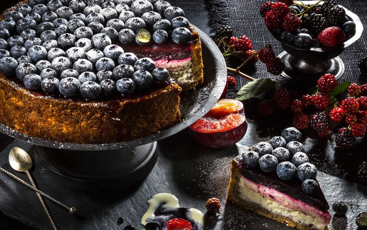 ягоды, персик, торт, ежевика, голубика, berries, peach, cake, blackberry, blueberries
