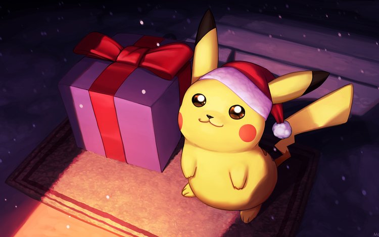новый год, подарки, покемон, пикачу, new year, gifts, pokemon, pikachu