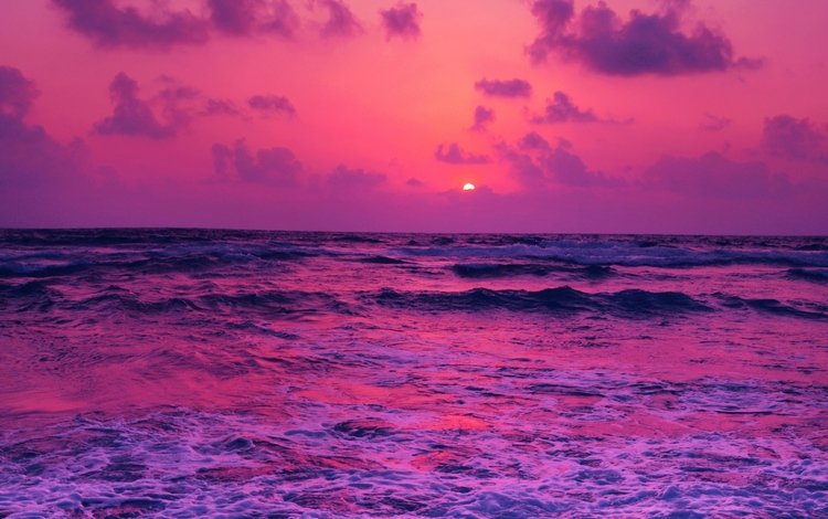 закат, море, горизонт, прибой, пена, sunset, sea, horizon, surf, foam