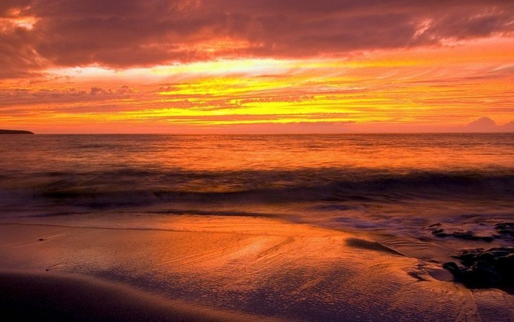 небо, закат, море, песок, пляж, the sky, sunset, sea, sand, beach