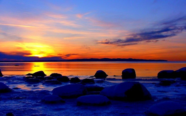 камни, закат, море, пляж, горизонт, stones, sunset, sea, beach, horizon