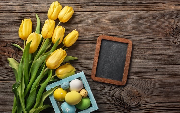 букет, тюльпаны, пасха, яйца, желтые, bouquet, tulips, easter, eggs, yellow